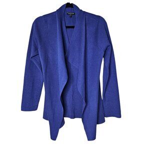 Eileen Fisher MP Open Cardigan Blue Silk Cotton Quiet Luxury Office Career